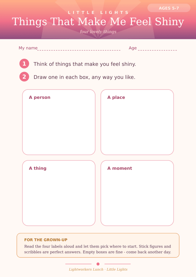 Preview of the Things That Make Me Feel Shiny worksheet