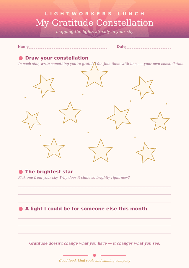 Preview of the My Gratitude Constellation worksheet