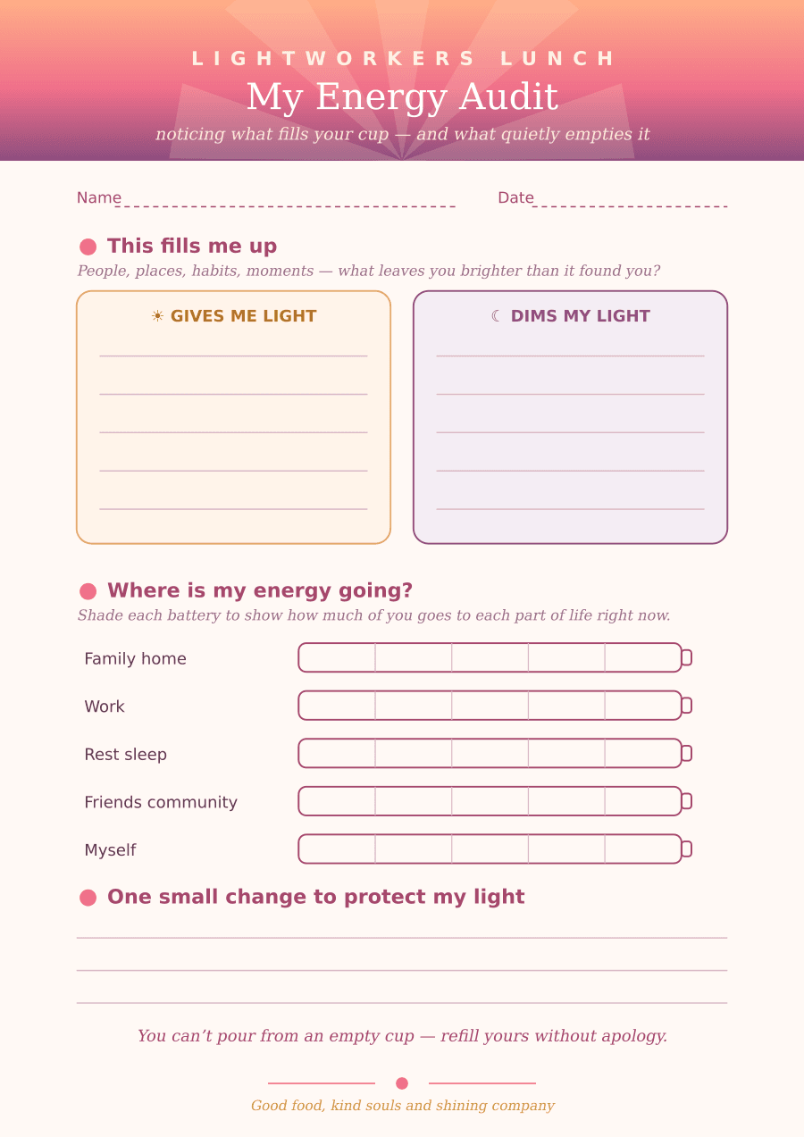 Full preview of the My Energy Audit worksheet, ready to print on A4